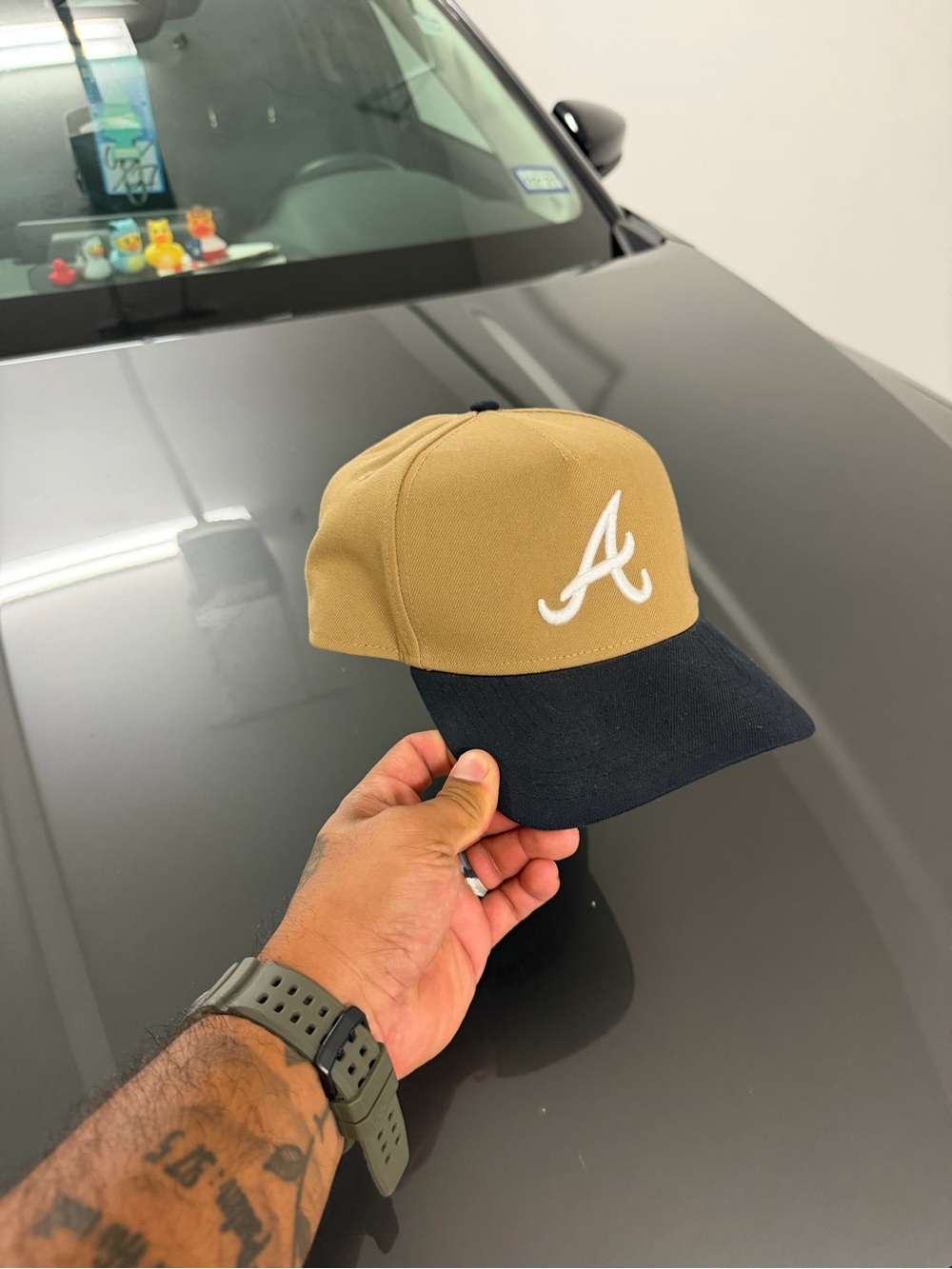 New Era Atlanta 'A' Two-Tone Cap in Tan and Black